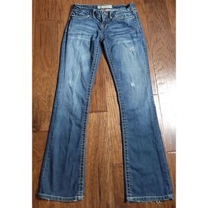BKE Sabrina Stretch‎ Blue Denim Boot Cut Stitching Jeans Size 26x31.5 Women's
